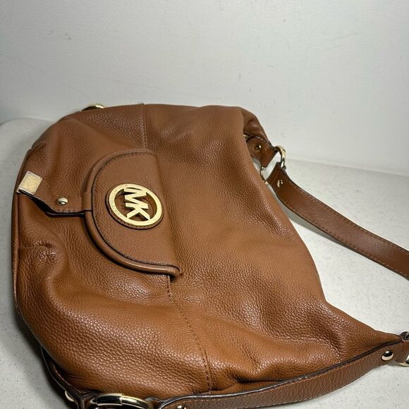 Michael Kors Purse Hobo Handbag Shoulder Bag Saddle Tan Leather Super Soft - Picture 3 of 4
